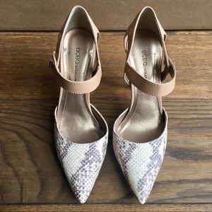 NWOB Bcbg Heels, Nude Snake Animal Print, 7.5